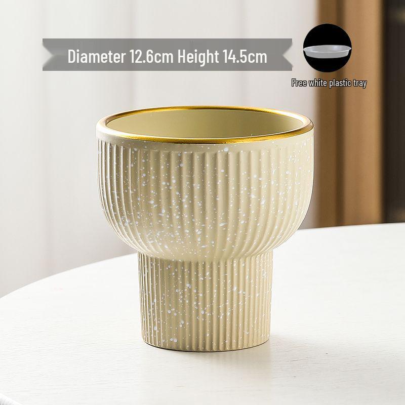 Nordic High-Leg Ceramic Orchid Pot: Durable, Artistic for Home or Balcony Use