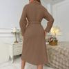 Women's -Color Long-Sleeve /Winter Warm Bathrobe Plush Homewear Robe Homewear Set