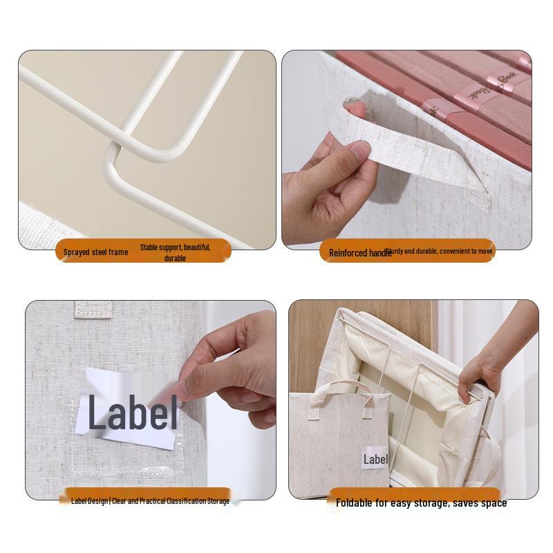 Foldable Tianshan Cotton Linen Clothes Storage Box with Inner Lining & Double Layer PP Board