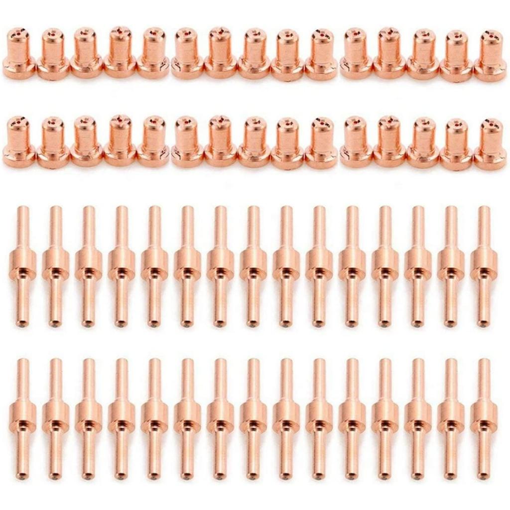 plasma cutter accessories 60pcs Red Copper Extended Long Plasma Cutter Tip Electrodes/Nozzles Kit Consumable for PT31 40A Cutting Welder Accessories