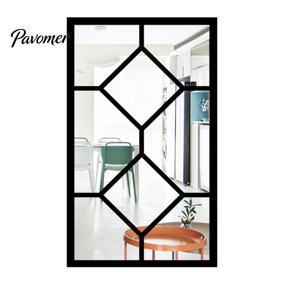 Adesivi Specchio da Parete Stile Boho Decorazione Finestra ad Arco, Specchio Finto Acrilico con Cornice in Legno, Adesivo da Incollare per Casa, Adesivo Autoadesivo per Vetro Finestra