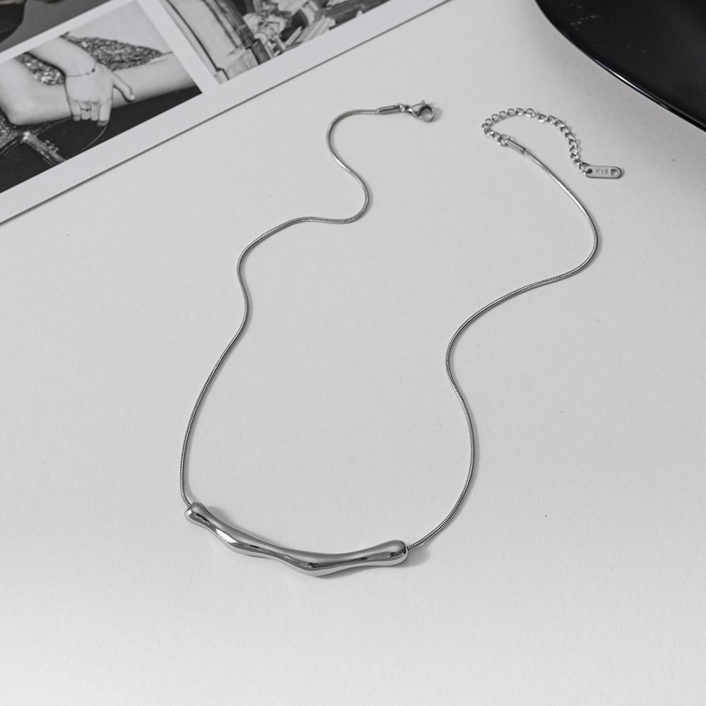 Titanium Steel Elegant Geometric Pendant Necklace For Women Trendy Short Collar Jewelry