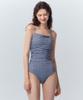 Kolallikeu Shirred Mini Check Backstrap Monokini Navy