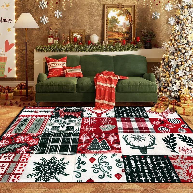Nordic Christmas Rug Large Fluffy Anti-slip Mat Kids Cartoon Bedroom Decor Carpet Living Room Area Rug New Year