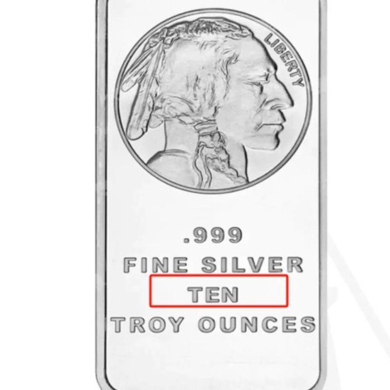 Ten ounces, eagle silver bar, silver plated commemorative coin, buffalo, Statue of Liberty commemorative medal, square replica