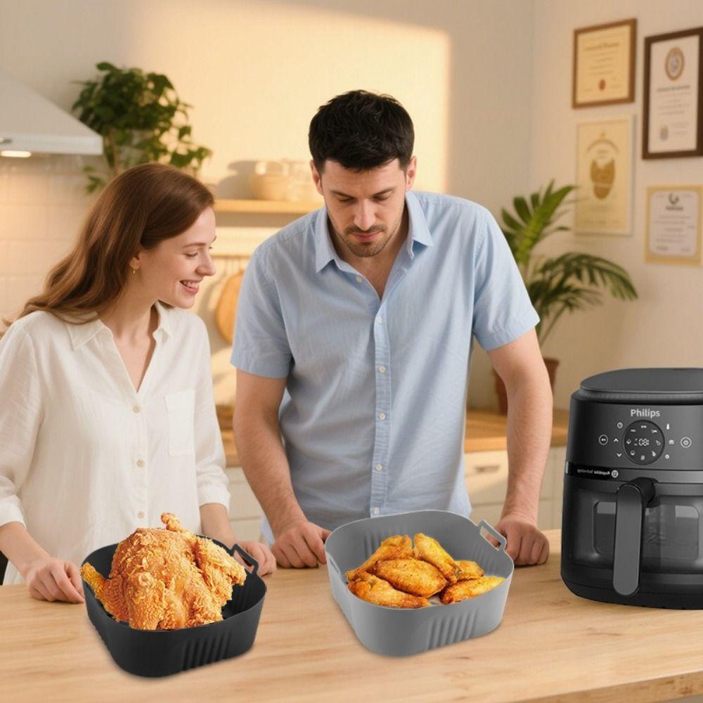 Silicone Air Fryer Mold 6.2L Reusable Air Fryer Baking Pan Oil Filter Strip Baking Mat for PhilipsNA230 COSORI6.2L