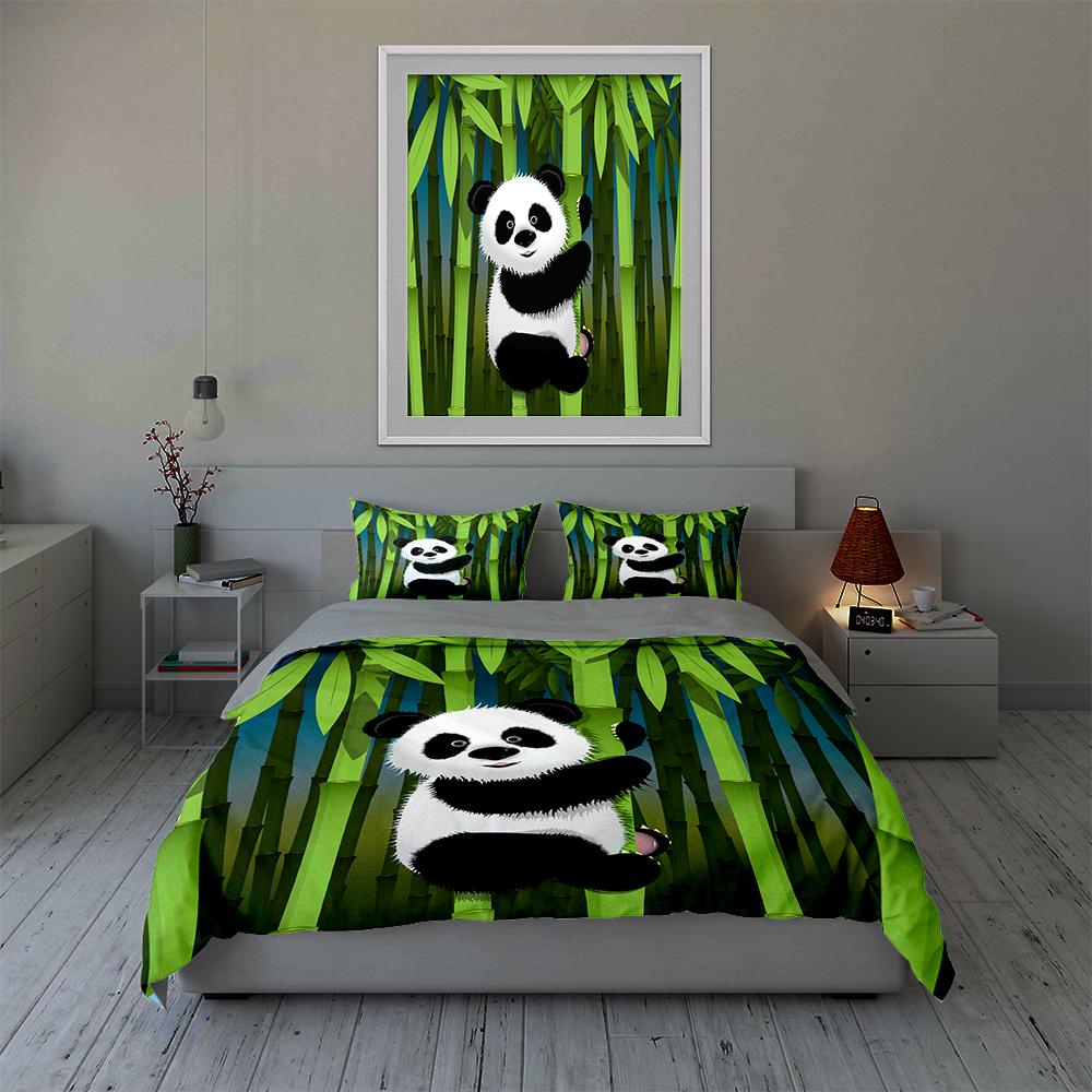 Panda bamboo design. Bedding Duvet cover sets Duvet covers Pillowcases gifts (1 * Duvet Cover 2 * Pillowcases, without duvet insert)