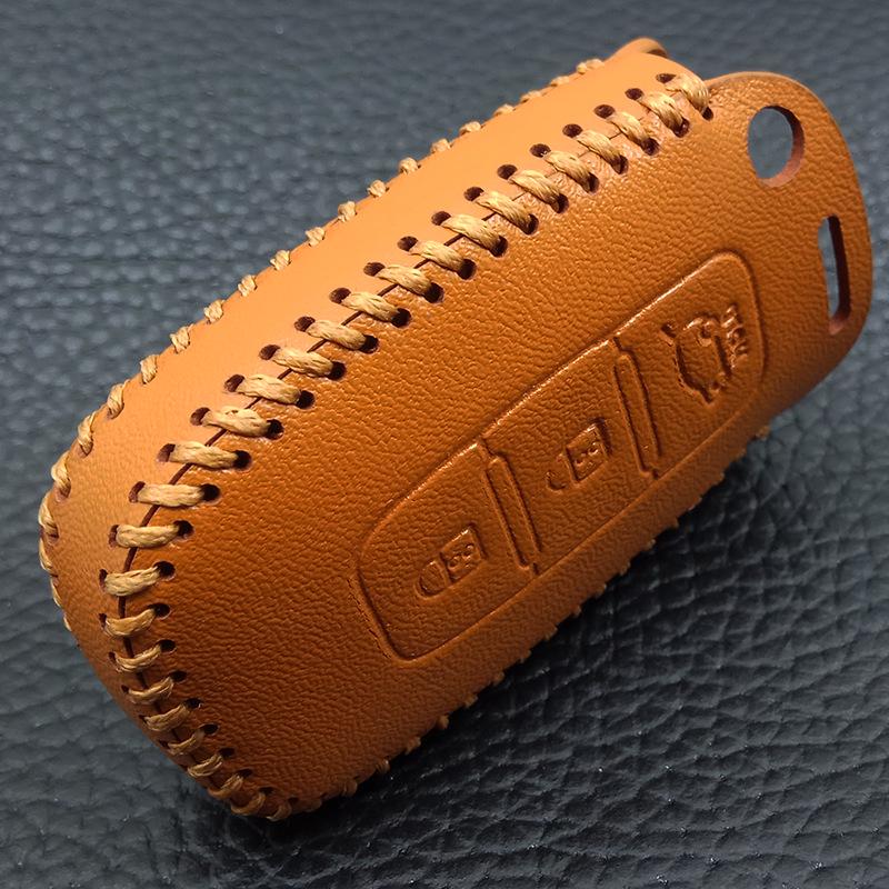 Brown Hand-Stitched Key Case for Hyundai Models: IX35, Elantra, Sonata, Rohens, Tucson