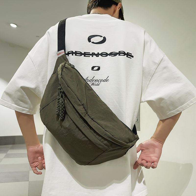 Commuter Shoulder Bag Solid Color Crossbody Bag Student Lightweight Sports Nylon Chest Bag