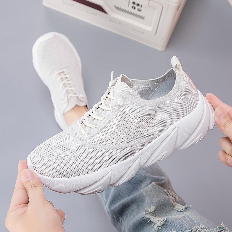 Mesh Thick-soled Casual Breathable Soft-soled New High-elastic Flying Woven Sports Shoes Functional Shoes Couple Shoes Summer and Autumn