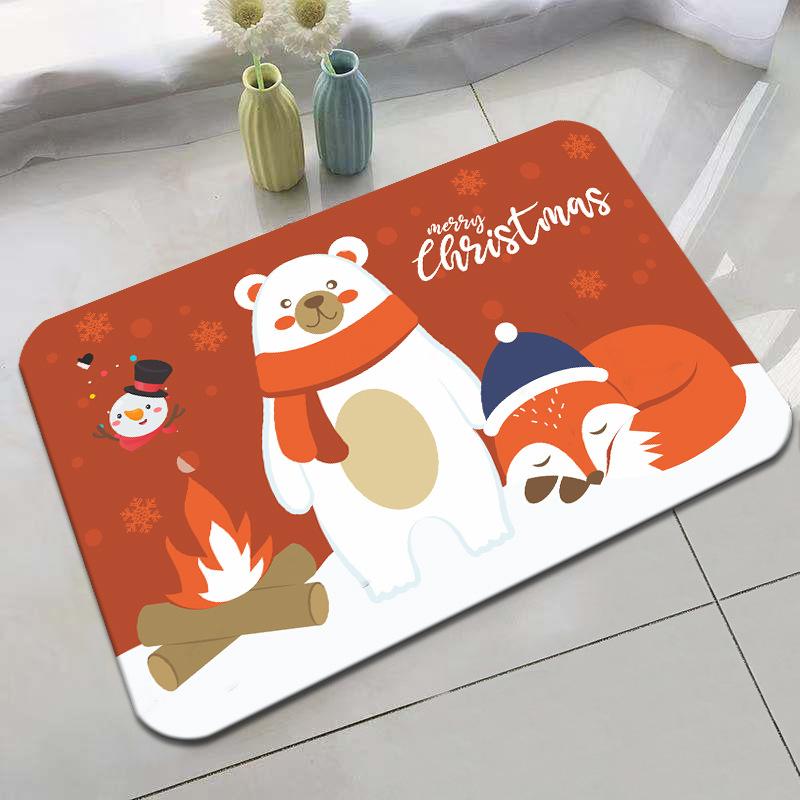 Christmas Floor Mat Festive Atmosphere Feeling Absorbent Non-slip Foot Mat Household Door Floor Mat