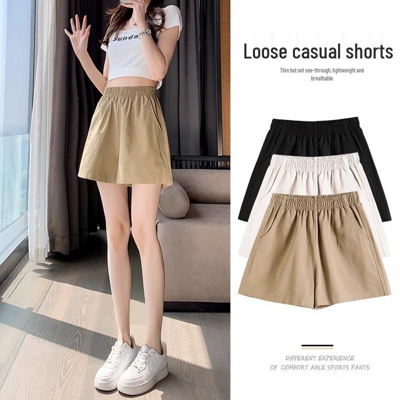 

Women s Summer Cotton Linen A-Line Shorts: Thin, Versatile, Loose, Slimming, Petite, Casual, Wide-Leg. 2XL (126-145 jin) хакі