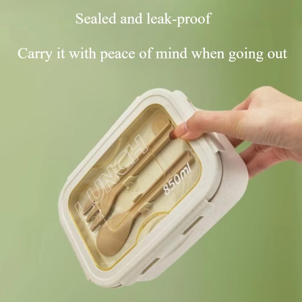 1pc Wheat Straw Lunch Box, Bento Box for Students, Portable Sealed Compartment Lunch Container for Microwave,back to school
