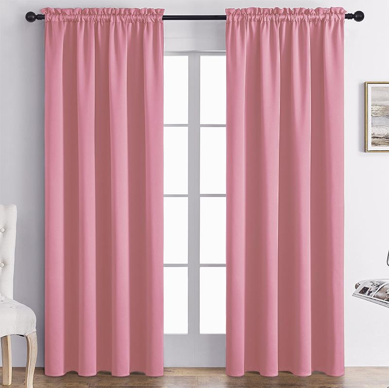 Eén paneel effen kleur Hoge precisie 70%-90% Verduisterend Lichtfilterend Gordijn Slaapkamer, Woonkamer Decoratie Huisbenodigdheden 107*213cm 580g roze