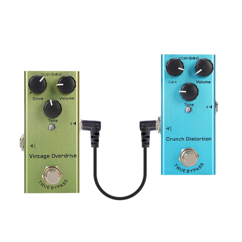 Set of 6 25cm L-Shaped Guitar Patch Cables (6.35mm To 14") for Guitar Effects