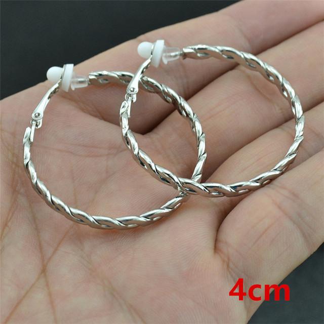 Clip On The Ear Without Piercing Earrings For Women Fashion Jewellery Accessories Rose Gold Black Double Round Threaded Earrings