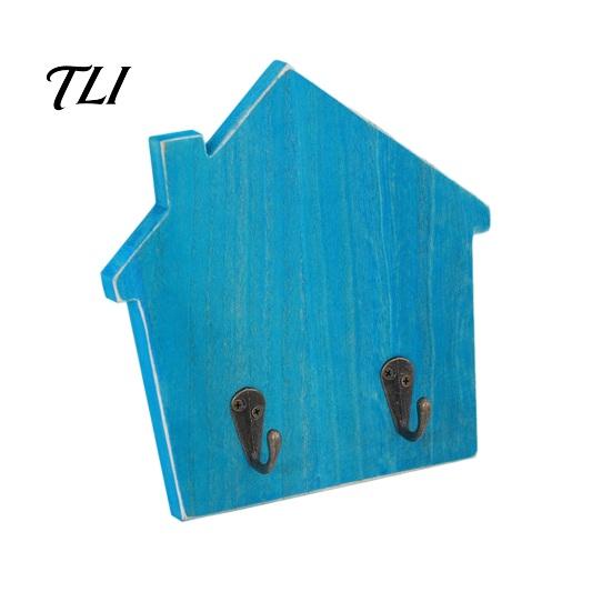 Self Adhesive Wood Hooks for Home House Shape Wall Storage Hook, Strong Traceless Decorative Apartment Renters American Style Hanger Entryway