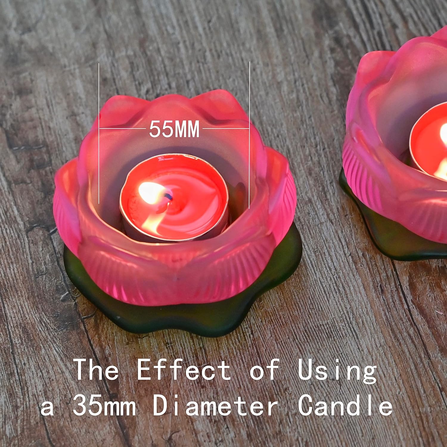 3.15 inches Lotus Candle Tealight Holder Set of 2 Tea Light Holders Candle Glass Holder Night Light Candlestick for Home Decor Candle Stand (Pink)
