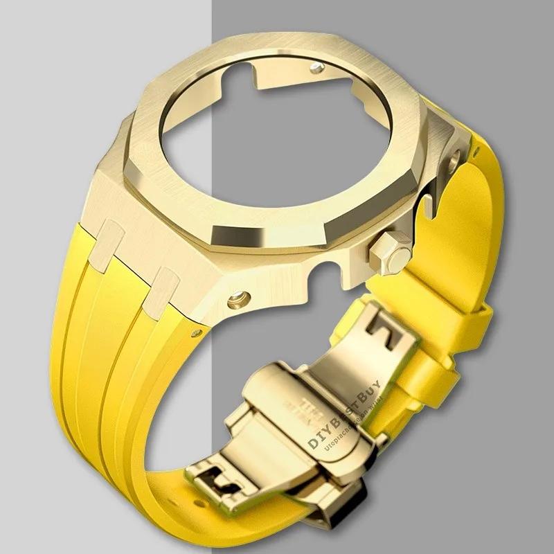 Ny Gen5 Casioak-fodral i rostfritt stål för G-Shock GA2100 Mod-kit Modifieringssats Metallram gummiband för GA2110 GAB2100