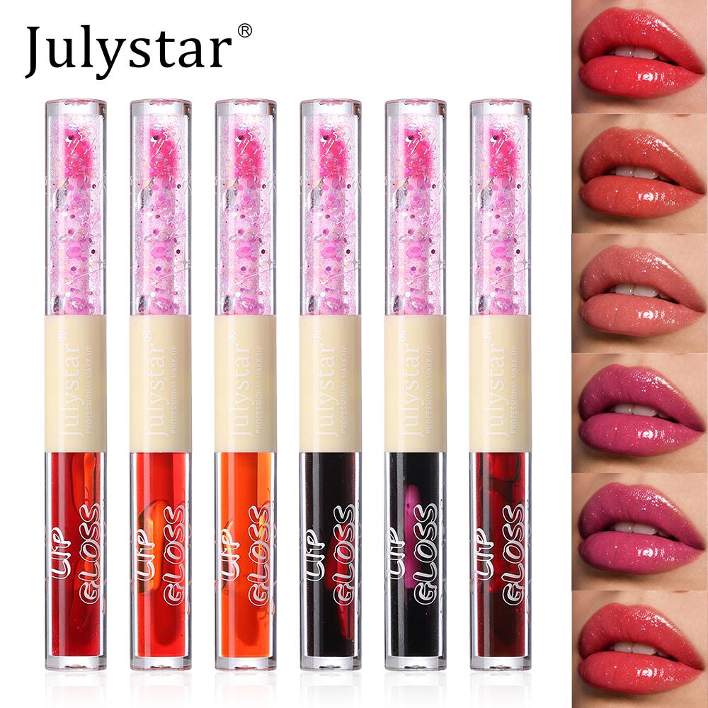 6pcs 2-in-1 Dual-Ended Lip Gloss Stick, High Shine Mirror Glossy Lip Tint & Sparkling Glitter Sequins Lip Oil, Long Lasting Hydrating Multi-use Makeup