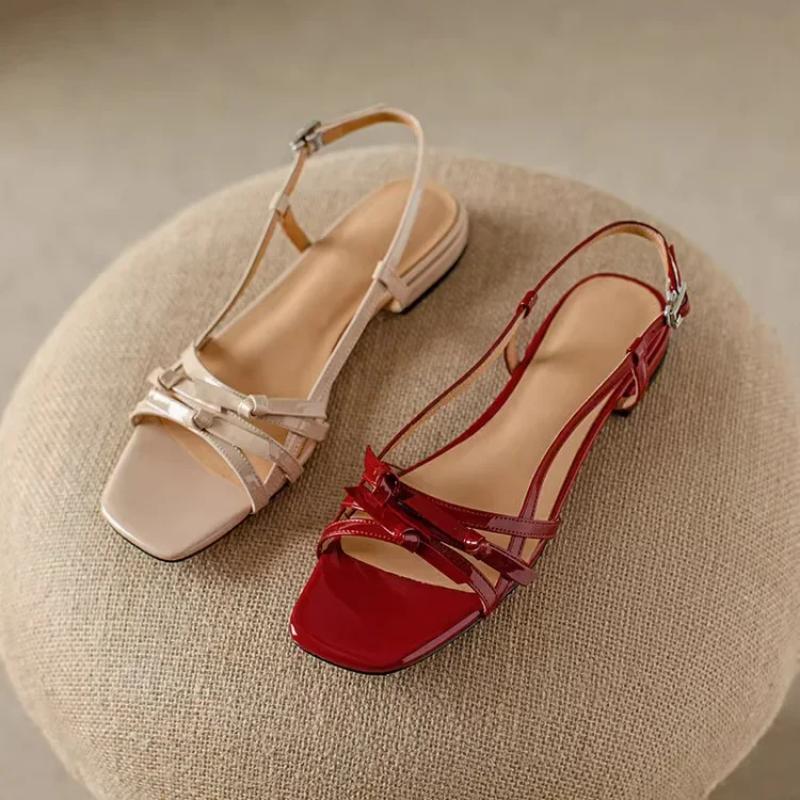 French Style Flat Bottom Woven Toe Roman Beach Sandals Women's Summer New Butterfly Knot Flat Heel Microfiber Roman Shoes