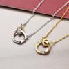 Chic Titanium Steel Necklace For Women Featuring Dazzling Double Ring And Geometric Shape For Trendy Look