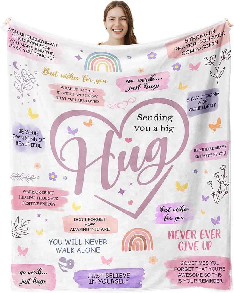lemzcen Healing Hug Throw Blanket Get Well Gifts for Women Inspirational Sympathy Gift Cancer Care or After Surgery Gift x