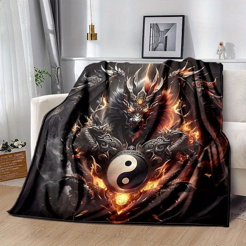 1pc Yin Yang Dragon Blanket  Soft Throw for Home Decor, Gift Idea, Suitable for All Seasons, Living Room, Travel, Camping, Car Blankets