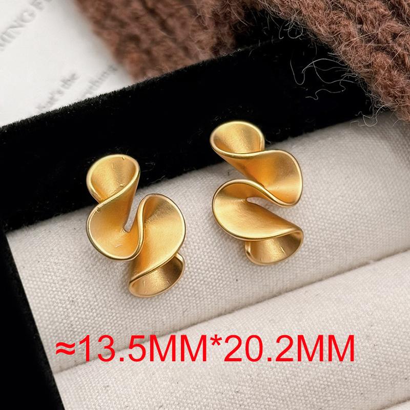 Real 925 Silver 18K Gold Twisted Flower Stud Earring for Women Minimalist Personality Fine Jewelry Trendy Accessory