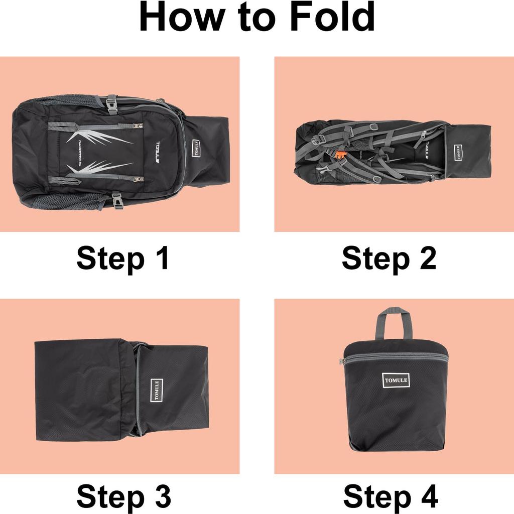 Hiking Outdoor Large Emergency Lightweight Small Backpack for Travel 40L [TOMULE] Backpack, Backpack, Foldable, Capacity, Waterproof, Backpack,