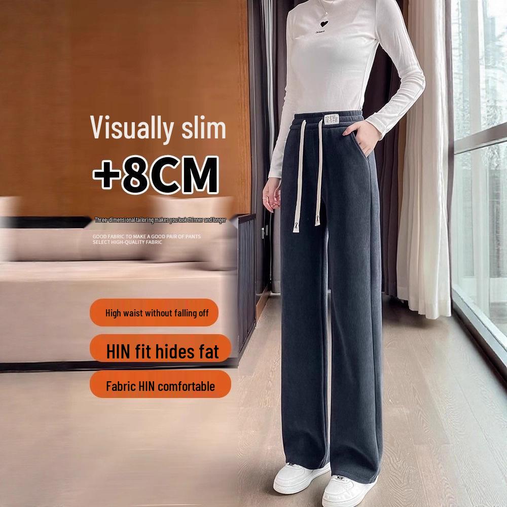 Damen Petite Slim-Fit Fleecegefütterte Chenille Weitbein Hose für Herbst/Winter 2025