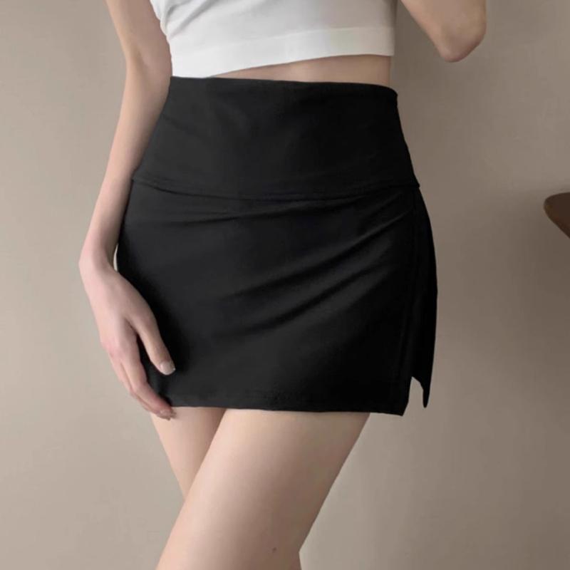 Side Slit Yoga Culottes Anti-slip Slimming Wrap Hip Skirt A-line Sports Skirt