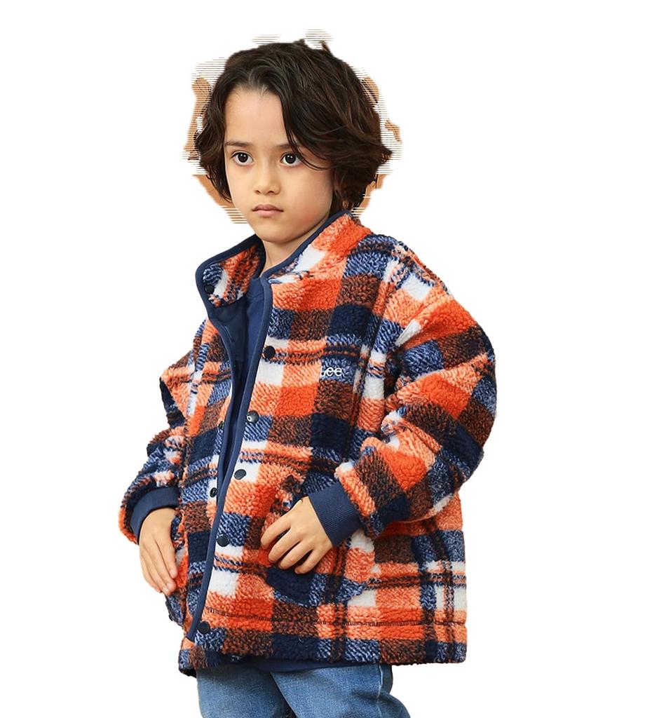 Lee Soft Touch Boa Orange Sizes Jacket, Kids' Check, 110cm-150cm