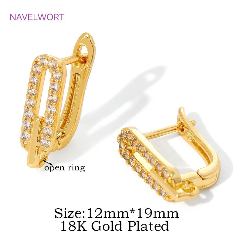 18K Gold Plated Inlaid Zircon Earwires Earring Hooks,Flower Earring Fixtures,Fasteners For Earrings,Earring Making Accessories