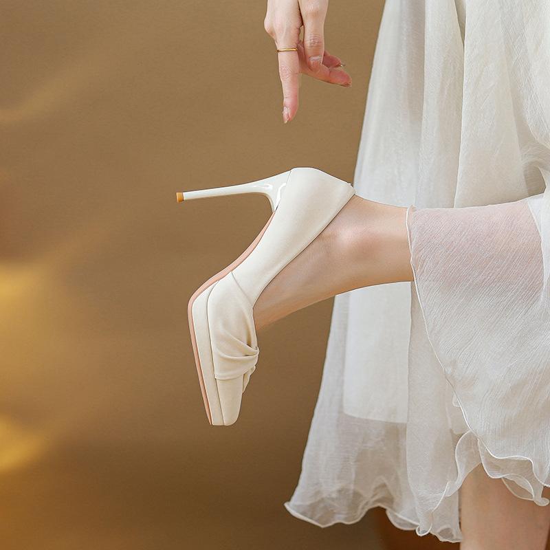 2025 spring and autumn new French sexy waterproof table super high heels women's stiletto temperament women's shoes platform single shoes