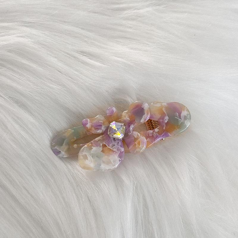 French Temperament Rhinestones Small Flower Hair Clip Acetic Edge Clip Bangs Clip Duck Beak Clip Top Clip Hair Accessories