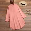 Robe chemise boutonnée pour femme Manches longues amples Poche Haut tunique décontracté