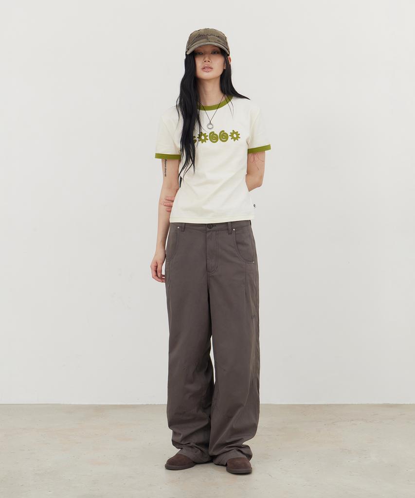 Tonilolenseu [W] Symbol Logo Applique Ringer T-Shirt Cream