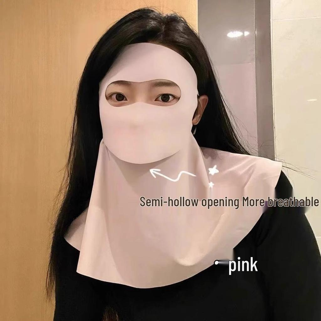Sunshade Facekini: Full-Coverage UV Protection Mask for Women - Breathable Neck and Face Shield