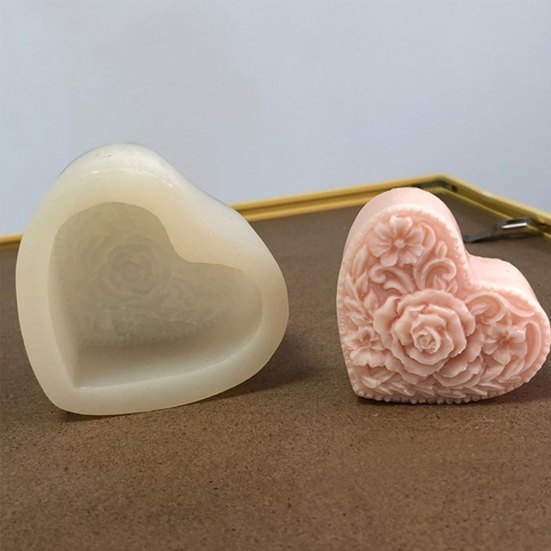 3D Love Heart Rose Silikon Flexibilní potravinářská forma Jílová pryskyřice Keramika Candy Fondant Candy Čokoláda Forma na mýdlo