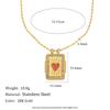 18K Gold-Plated Enamel Tarot Card Flower Pendant Necklace