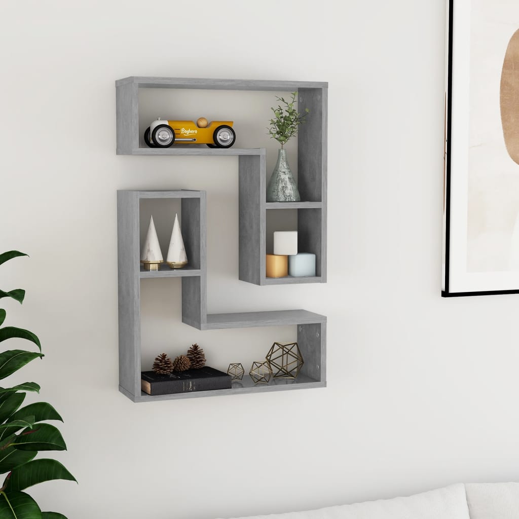 Wall Shelves 2 Pcs. Concrete Grey 50x15x50 cm Engineered Wood