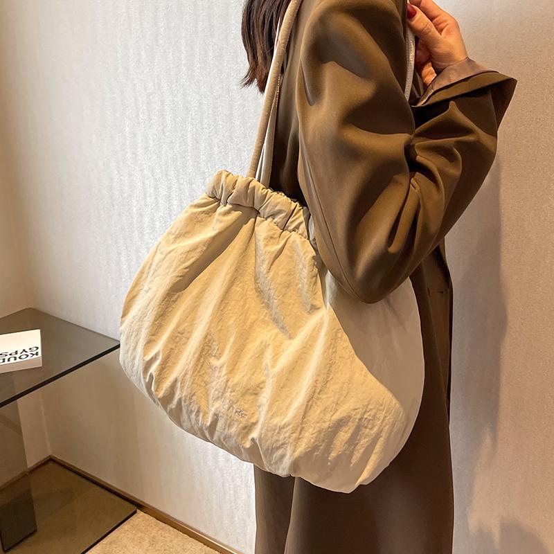 Large capacity handbags for women Winter string canvas Female bag Casual solid color Messenger Shoulder bag ladies purse