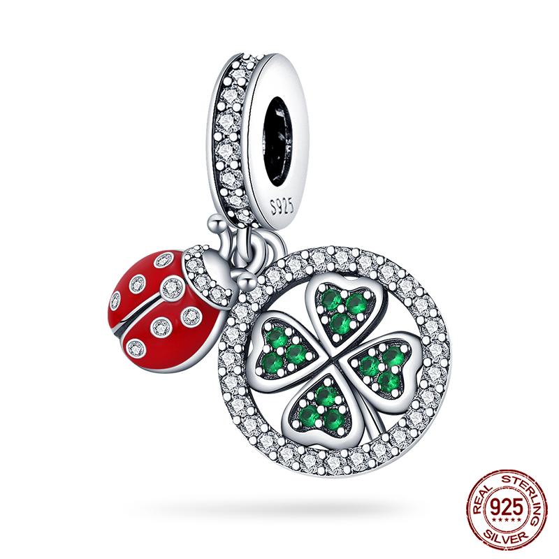 925 Lucky Clover Charm Beads Fit 3mm Sterling Silver Bracelet DIY Ladies Birthday Gift