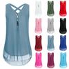 Stylish Women Sleeveless Vest With Cross Back Design And Convenient Front Zipper For Plus Sizes