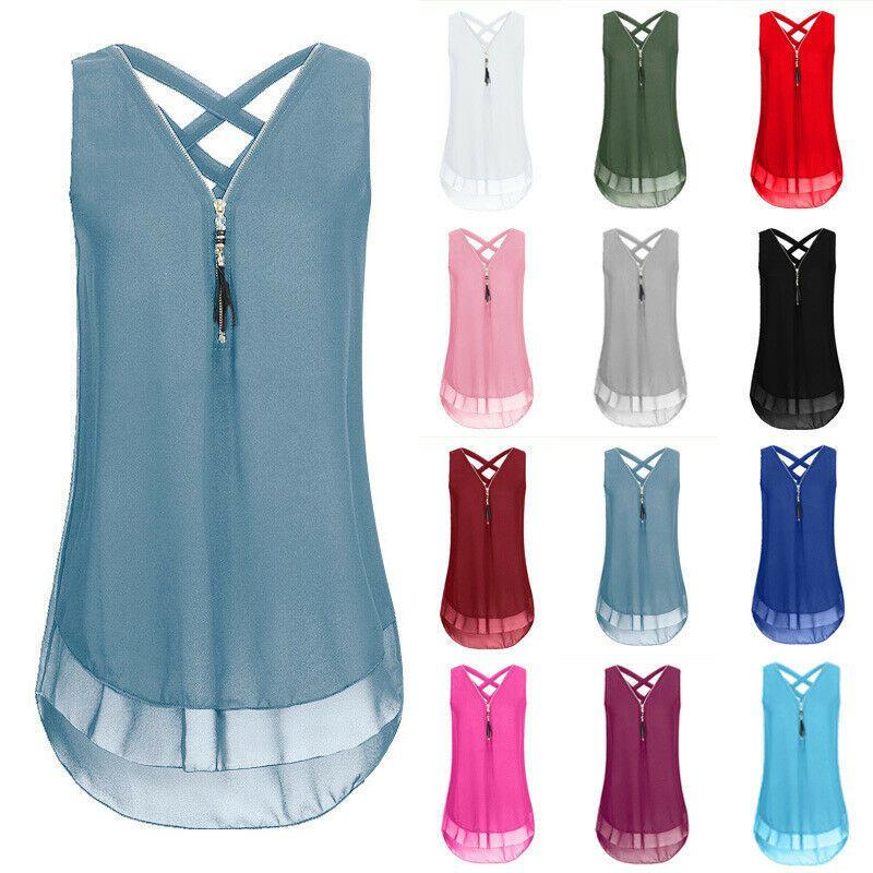 Stylish Women Sleeveless Vest With Cross Back Design And Convenient Front Zipper For Plus Sizes