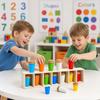 Yousheng Bottle Color Matching Board Game, Memory Challenge Toy with 14 Colorful Bottles & Wooden Storage Rack, 2-4 Players Family Night Drink Color