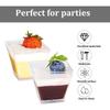 2/4/5OZ Square Dessert Cups Plastic Mini Bowls for Layered Cakes Yogurt Pudding Appetizers Disposable Party Favor Serving Set