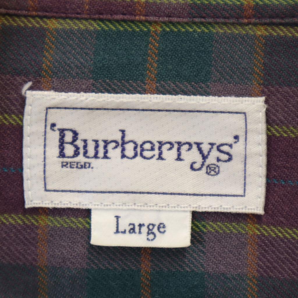 Burberrys 90s Old Check Pattern Long Sleeve Shirt L Purple Men's Used