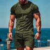 New Men's Clothing, Summer Thin Suede Men's Casual Sports Short-sleeved Shirt Set